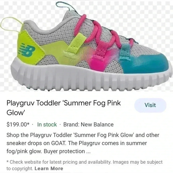 Toddler girls new balance play gruv sneakers size 10 gray/pink/blue